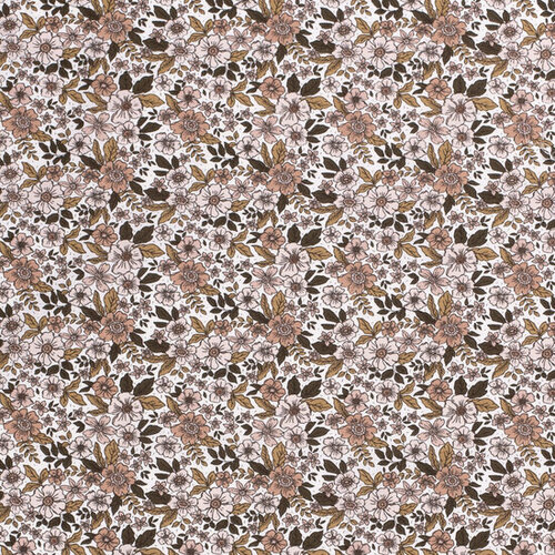 Poplin - Bloemen - Zalmroze Poplin - Bloemen - Zalmroze