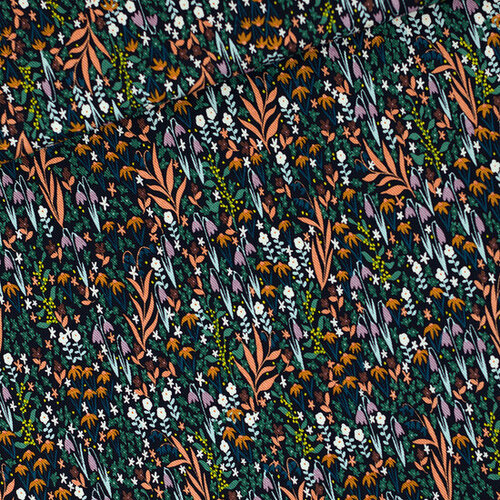 Canvas Gabardine Twill - Tiny Flowers - Zwart Canvas Gabardine Twill - Tiny Flowers - Zwart
