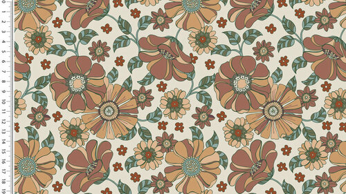 Coupon 1m - Jersey - Vintage Flower - Beige Coupon 1m - Jersey - Vintage Flower - Beige