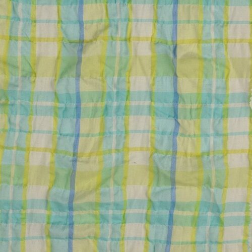 Coupon 0.5m - Seersucker - Karo - Blauw/Groen Coupon 0.5m - Seersucker - Karo - Blauw/Groen