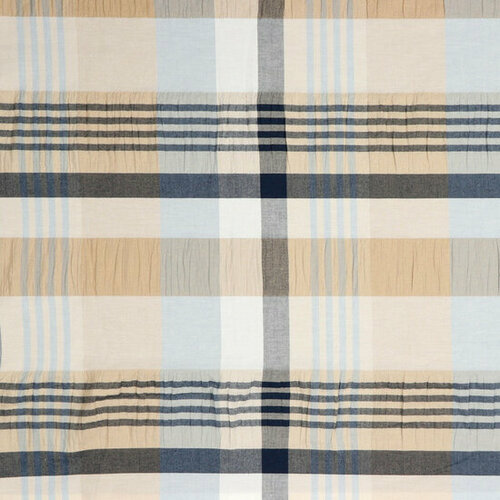Seersucker - Yarn Dyed Stripes - Lichtblauw/Beige Seersucker - Yarn Dyed Stripes - Lichtblauw/Beige