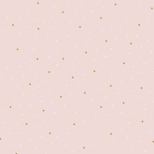 Coupon 1m - Poplin - Dots and Stars - Lichtroze Coupon 1m - Poplin - Dots and Stars - Lichtroze