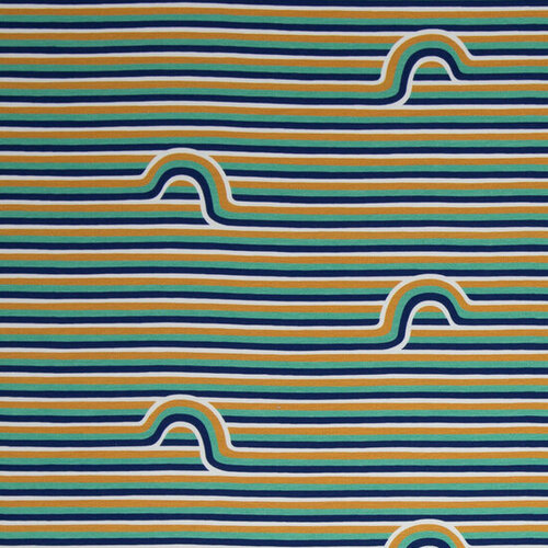 Jersey - Rainbow Stripes - Oker/Donkerblauw/Groen Jersey - Rainbow Stripes - Oker/Donkerblauw/Groen