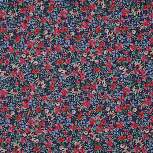 Poplin - Small Flowers - Navy Poplin - Small Flowers - Navy