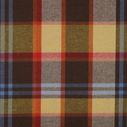 Flanel - Checks Yarn Dyed - Bruin-Oranje-Oker-Blauw Flanel - Checks Yarn Dyed - Bruin-Oranje-Oker-Blauw