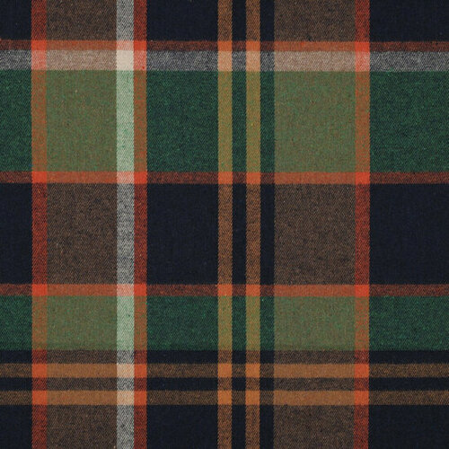 Flanel - Checks Yarn Dyed - Navy-Oranje-Groen Flanel - Checks Yarn Dyed - Navy-Oranje-Groen