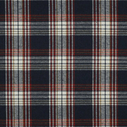 Coupon 1.2m - Flanel - Checks Yarn Dyed - Navy-Ecru-Rood Coupon 1.2m - Flanel - Checks Yarn Dyed - Navy-Ecru-Rood