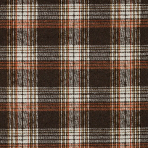 Flanel - Checks Yarn Dyed - Bruin-Ecru-Oranje Flanel - Checks Yarn Dyed - Bruin-Ecru-Oranje