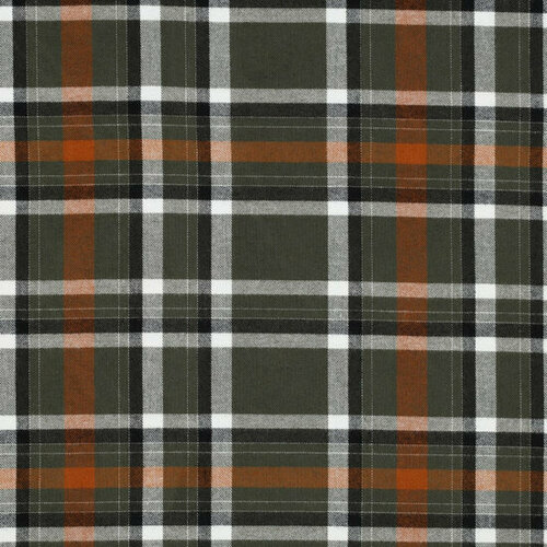 Katoen Viscose - Flanel Check - Legergroen Katoen Viscose - Flanel Check - Legergroen