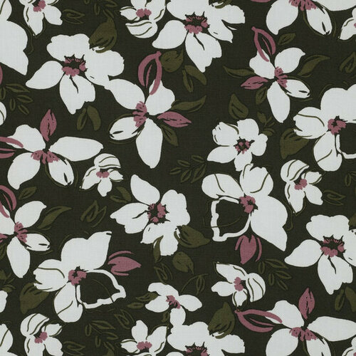 Coupon 0.9m - Viscose - Flowers - Legergroen Coupon 0.9m - Viscose - Flowers - Legergroen