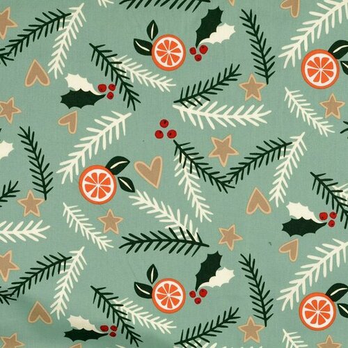 Poplin - Kerst - Oudgroen Poplin - Kerst - Oudgroen