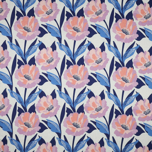Viscose Linnen - Carina - Ecru-Paars-Blauw Viscose Linnen - Carina - Ecru-Paars-Blauw