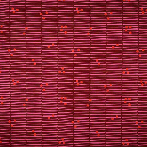 Poplin - Broken Stripe - Kersrood-Roze Poplin - Broken Stripe - Kersrood-Roze