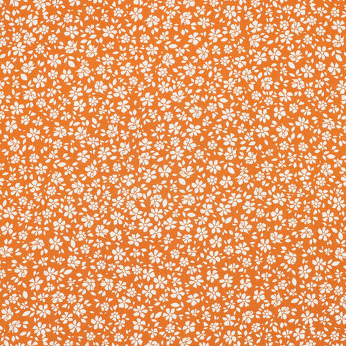 Viscose Poplin Stretch - Small Flowers - Oranje Viscose Poplin Stretch - Small Flowers - Oranje
