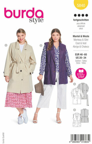 Burda Patroon 5840 - Mantel en Jas