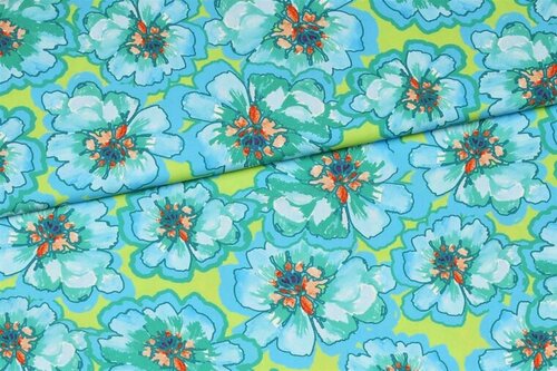 Coupon 1.75m - Crepe - Bloemen - Limoengroen Coupon 1.75m - Crepe - Bloemen - Limoengroen