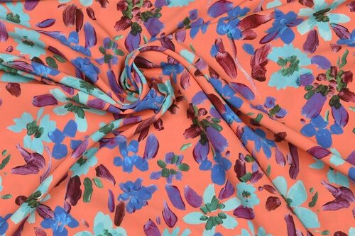 Coupon 1.9m - Crepe - Little Flowers - Koraal Coupon 1.9m - Crepe - Little Flowers - Koraal