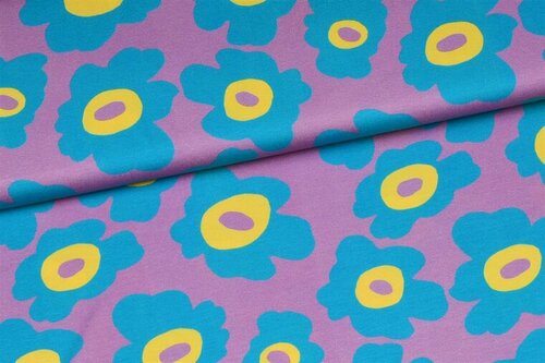 Viscose Jersey - Flowers - Paars Viscose Jersey - Flowers - Paars