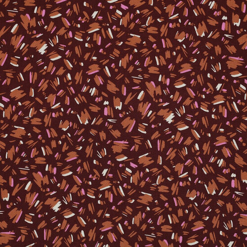 Viscose - Flowers and Stripes - Wijnrood Viscose - Flowers and Stripes - Wijnrood