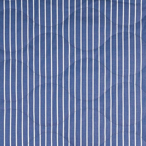 Katoen Quilted - Witte Streepjes - Jeansblauw Katoen Quilted - Witte Streepjes - Jeansblauw