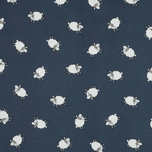 Coupon 0.6m - Flanel - Sheep - Jeansblauw Coupon 0.6m - Flanel - Sheep - Jeansblauw