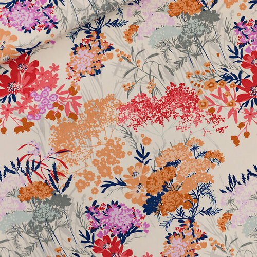 Canvas Gabardine Twill - Wild Flowers - Wolkwit (SYAS) Canvas Gabardine Twill - Wild Flowers - Wolkwit (SYAS)