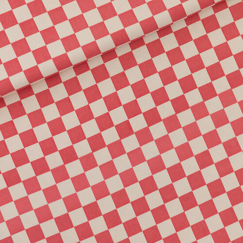 Canvas Gabardine Twill - Checkers - Wolkwit-Theeroos (SYAS) Canvas Gabardine Twill - Checkers - Wolkwit-Theeroos (SYAS)