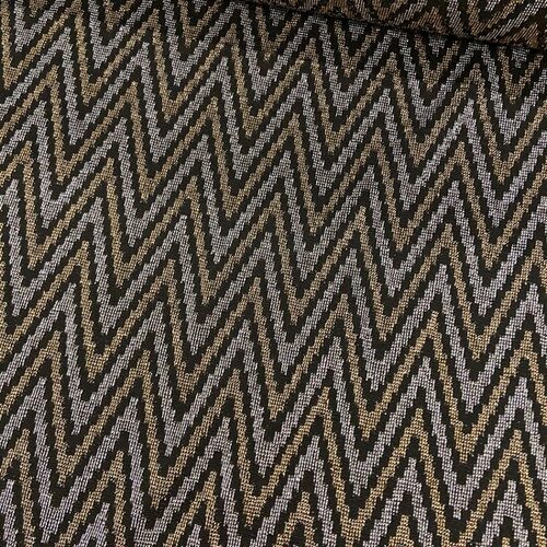 Jacquard Jersey - Zigzag Glitter - Zwart Jacquard Jersey - Zigzag Glitter - Zwart