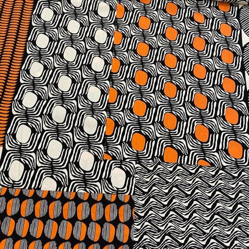 Viscose - Vormen - Oranje-Zwart-Ecru Viscose - Vormen - Oranje-Zwart-Ecru