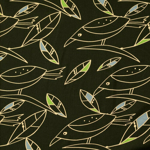 Viscose - Birds - Donkergroen Viscose - Birds - Donkergroen