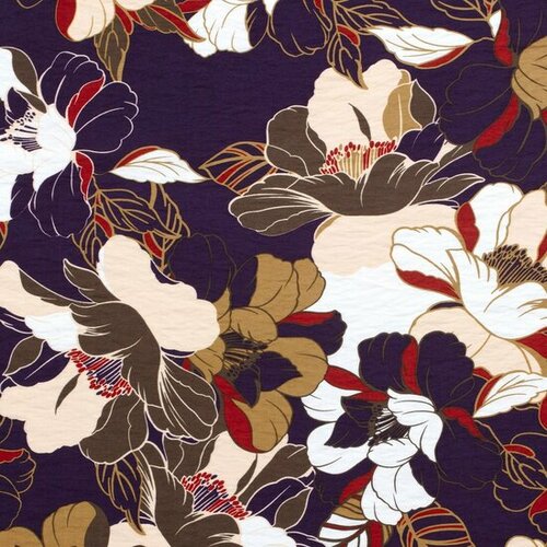 Viscose Crepe - Bloemen - Paars Viscose Crepe - Bloemen - Paars