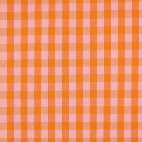 Katoen - Yarn Dyed Checks - Oranje-Zalm Katoen - Yarn Dyed Checks - Oranje-Zalm