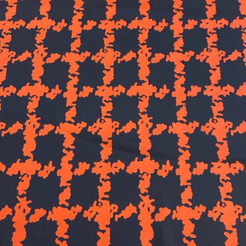 Satijn - Raster - Navy-Oranje Satijn - Raster - Navy-Oranje