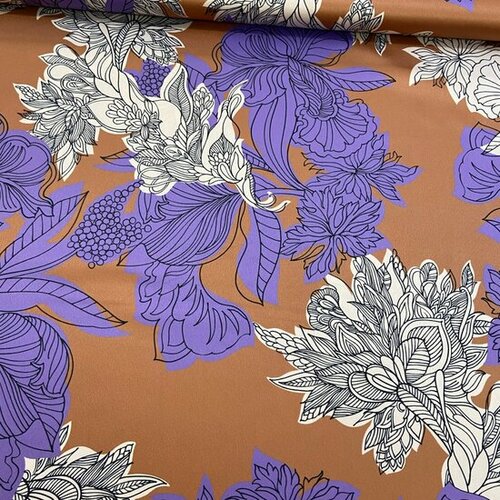 Satijn - Flowers - Paars-Bruin Satijn - Flowers - Paars-Bruin