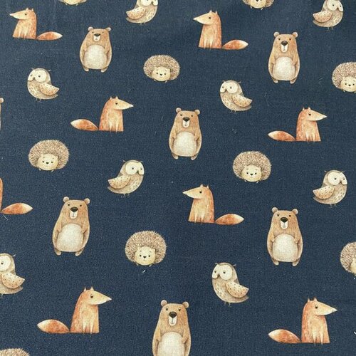 French Terry - Forest Animals - Navy French Terry - Forest Animals - Navy