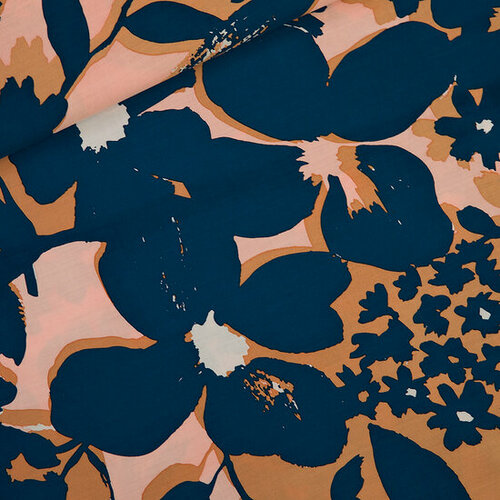 Satijn Viscose - Shadow Flowers - Bleekbruin (SYAS) Satijn Viscose - Shadow Flowers - Bleekbruin (SYAS)