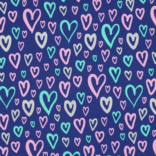 Jersey - Glitter Hearts - Kobalt Jersey - Glitter Hearts - Kobalt