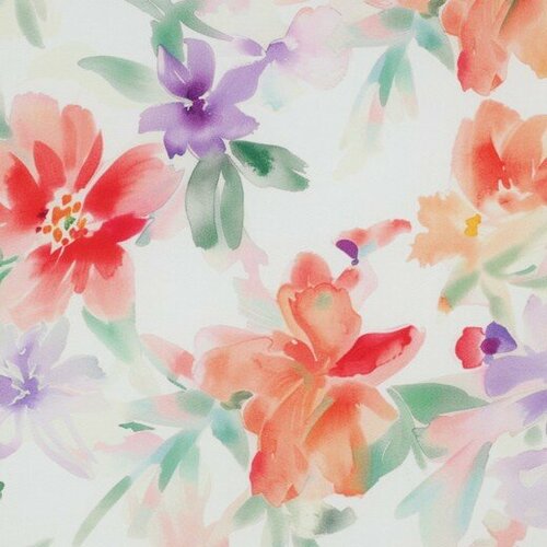 Ecovero Viscose - Flowers - Wit Ecovero Viscose - Flowers - Wit
