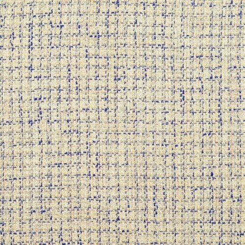 Coupon 1m - Bouclé - Chanel - Ecru-Blauw Coupon 1m - Bouclé - Chanel - Ecru-Blauw