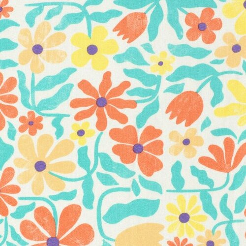 Viscose Linnen - Bloemen - Wit Viscose Linnen - Bloemen - Wit