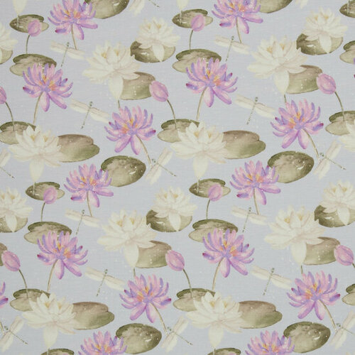 Viscose Jersey - Water lilies - Lavendel Viscose Jersey - Water lilies - Lavendel