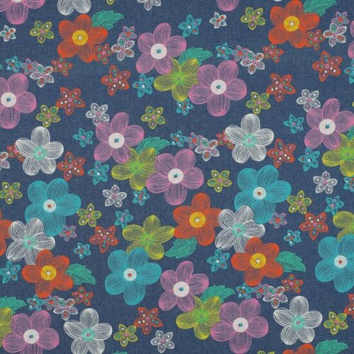 Jeans - Flowers - Blauw Jeans - Flowers - Blauw