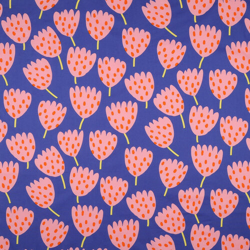 Coupon 0.7m - Poplin - Tulips - Kobalt Coupon 0.7m - Poplin - Tulips - Kobalt