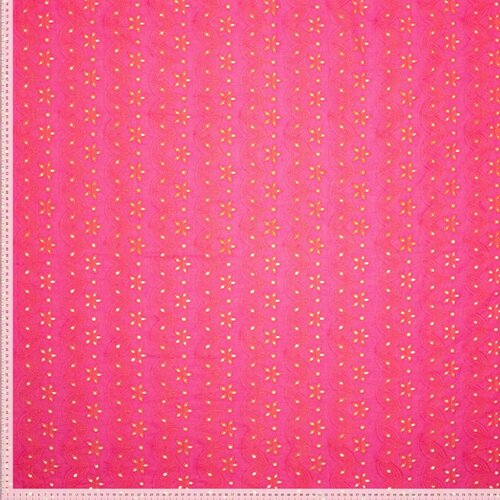 Katoen - Orange Embroidery - Fuchsia Katoen - Orange Embroidery - Fuchsia
