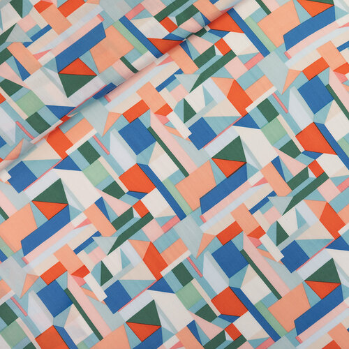 Satijn Viscose - Cubistics - Gebroken Wit (SYAS) Satijn Viscose - Cubistics - Gebroken Wit (SYAS)