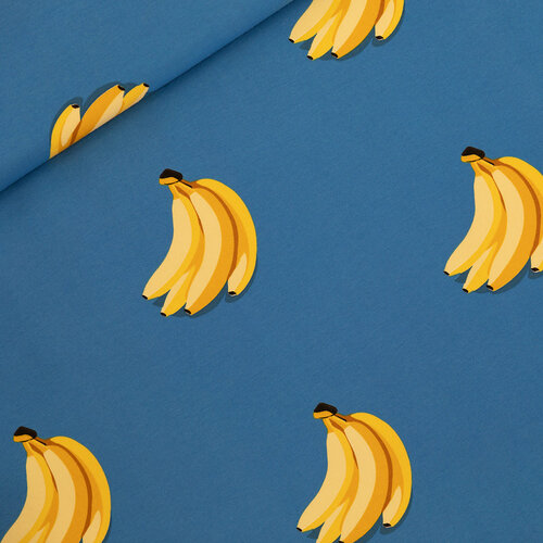 French Terry - Bananas - Zee van Belize Blauw (SYAS) French Terry - Bananas - Zee van Belize Blauw (SYAS)