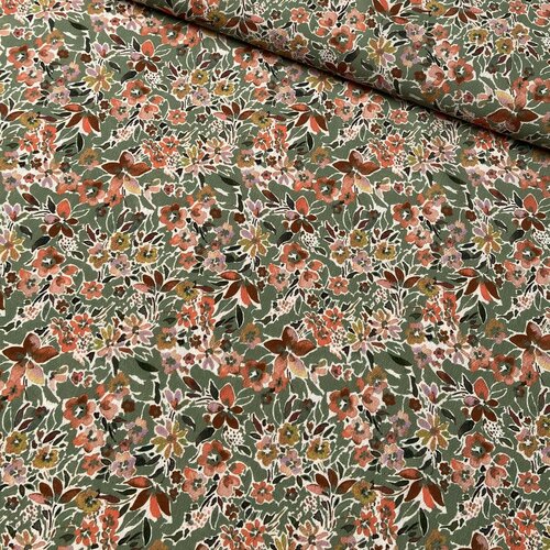 Crepe - Flowers - Groen Crepe - Flowers - Groen