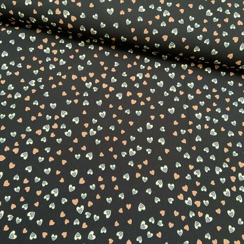 Crepe - Hearts - Zwart Crepe - Hearts - Zwart