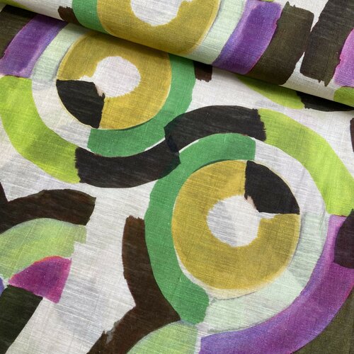 Viscose Linnen - Circles - Beige Viscose Linnen - Circles - Beige