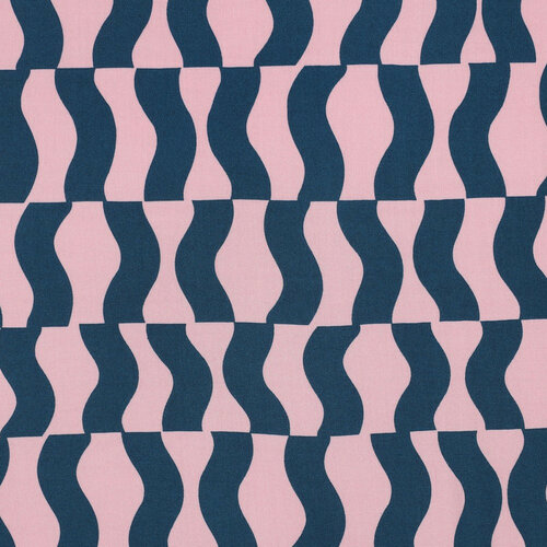 Viscose - Graphic - Roze-Petrol Viscose - Graphic - Roze-Petrol